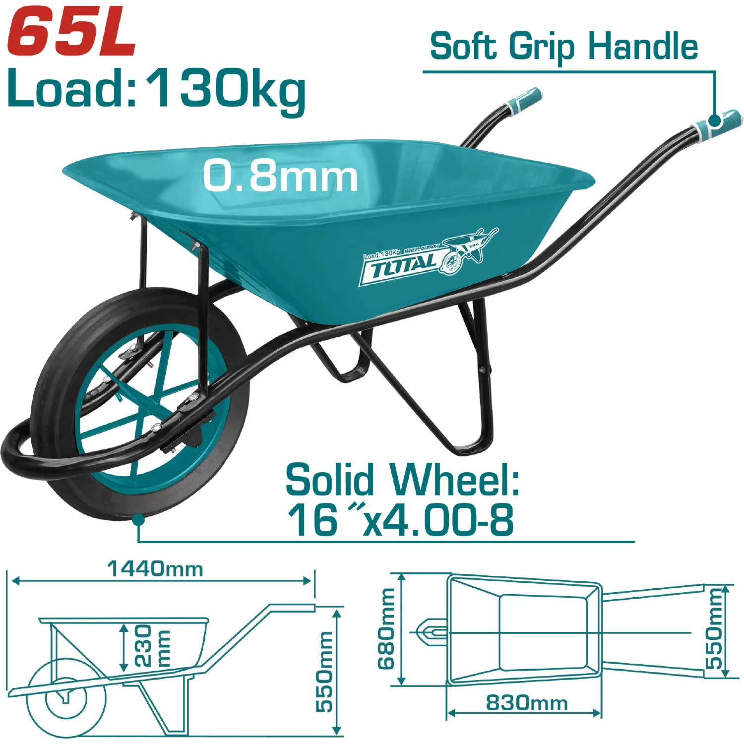 TOTAL METAL CONCTRUCTION WHEEL BARROW 130KG