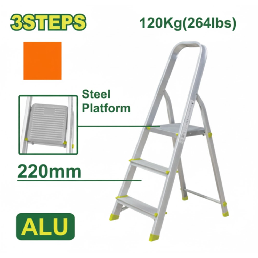 DYLLU 3-STEP FOLDING ALUMINUM LADDER