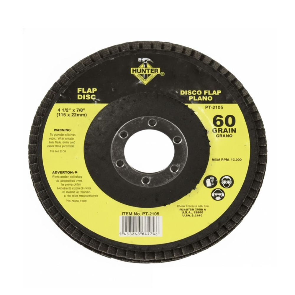 HUNTER FLAP DISC 60 GRAIN 4 1/2" X 7/8"