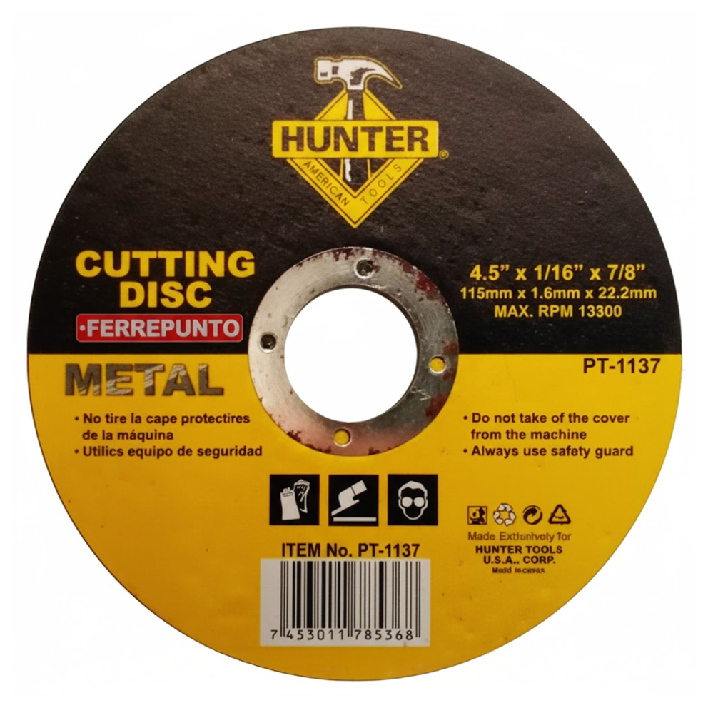 HUNTER METAL CUTTING DISC 4 1/2 INCH X 1/16X 7/8 INCH