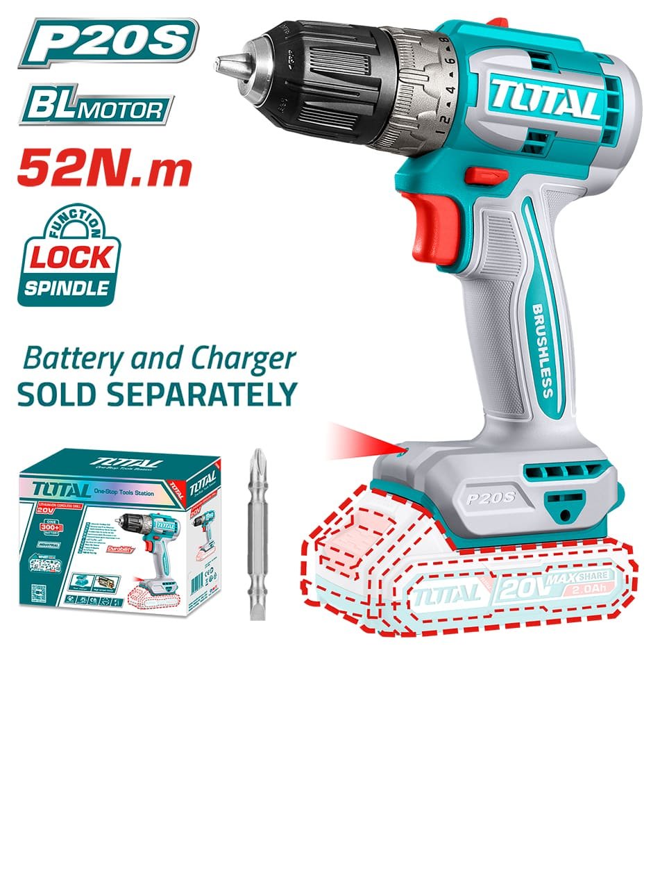 TOTAL LI-ION BRUSHLESS DRILL 20V