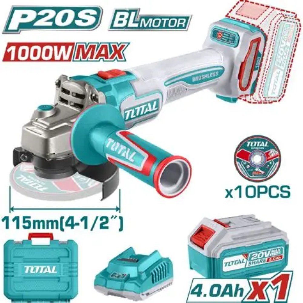 TOTAL 20V 4 1/2" ANGLE GRINDER KIT