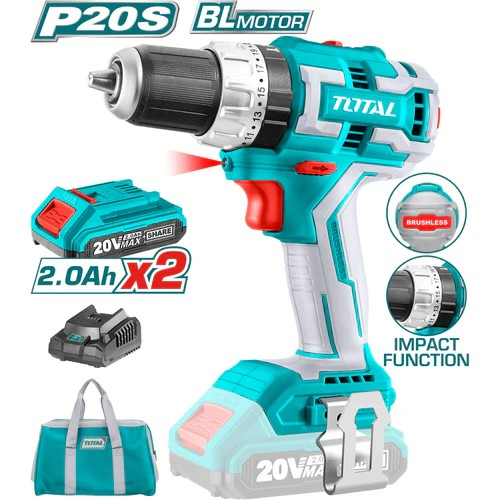 TOTAL 20V INDUSTRIAL LI-ION CORDLESS IMPACT DRILL 3/8"