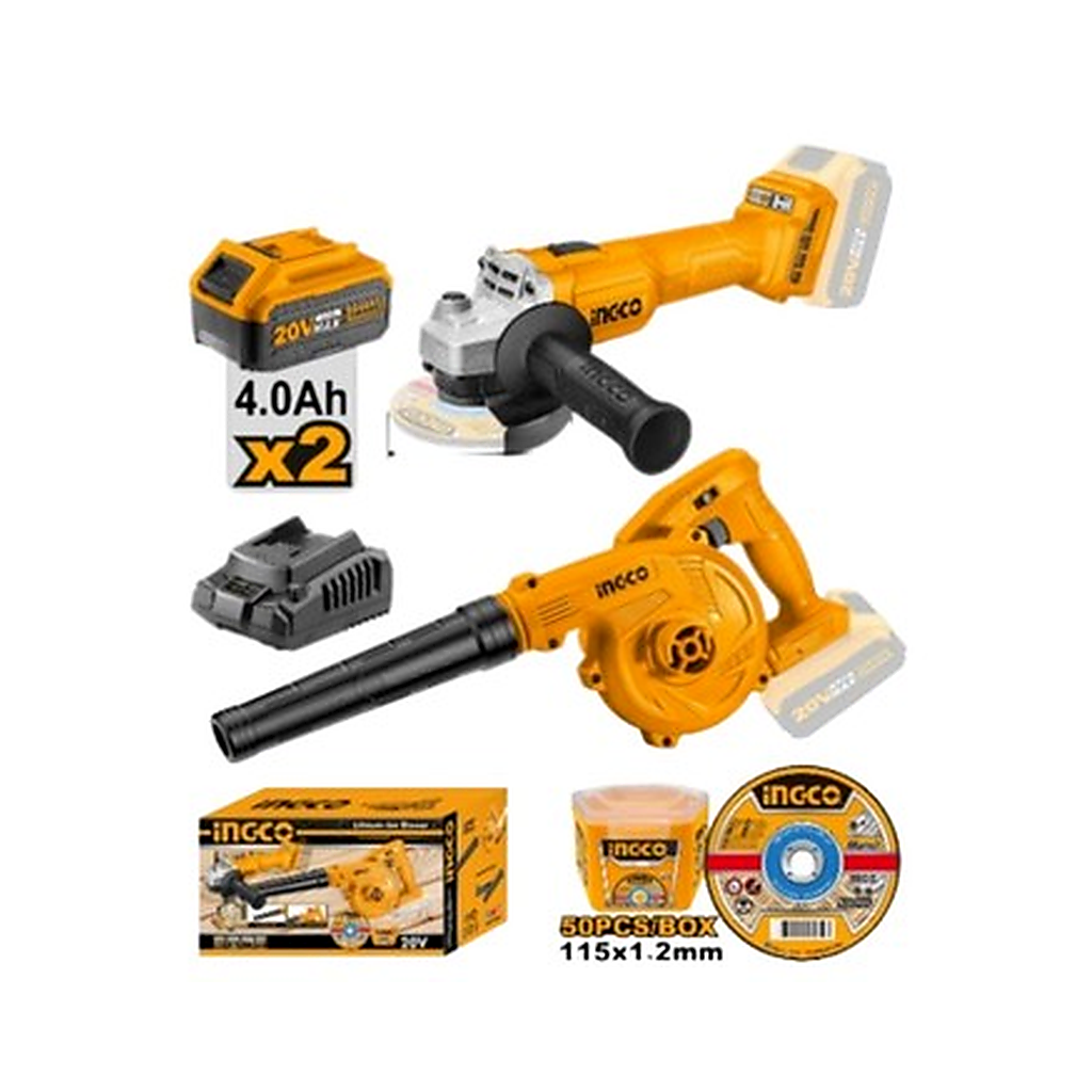 INGCO LI-ION 20V BLOWER AND ANGLE GRINDER 2 PCS COMBO K - 30 days warranty