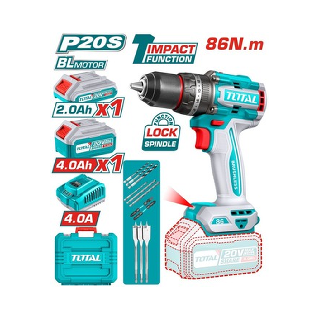 Total 1/2" Brushless Cordless Impact Drill 86 NM