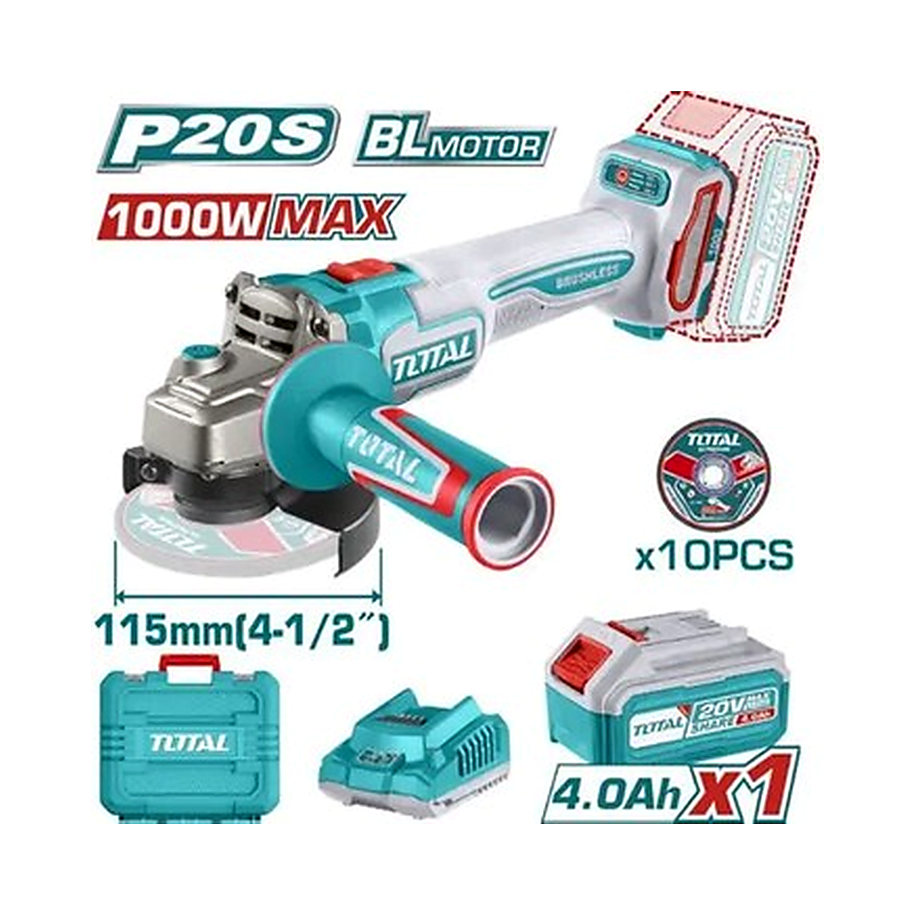 TOTAL 20V 4 1/2" ANGLE GRINDER KIT