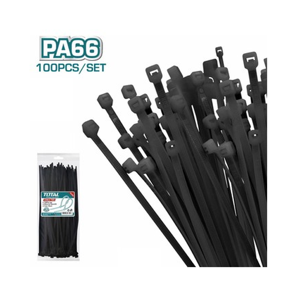 TOTAL BLACK CABLE TIE/STRAPS 400 X 7.6mm (100PCS)