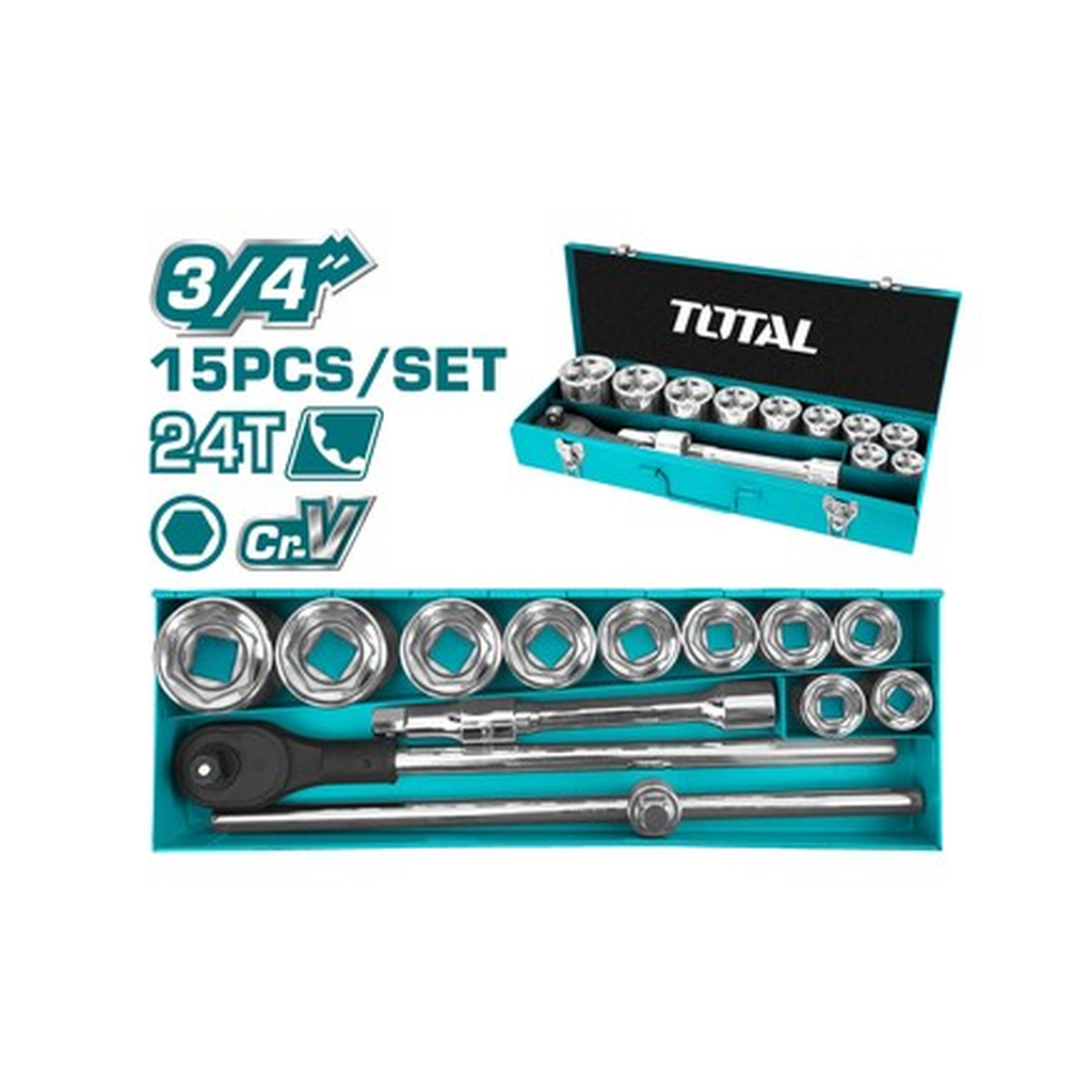 TOTAL DR. SOCKET RATCHET SET 15 PCS 3/4"