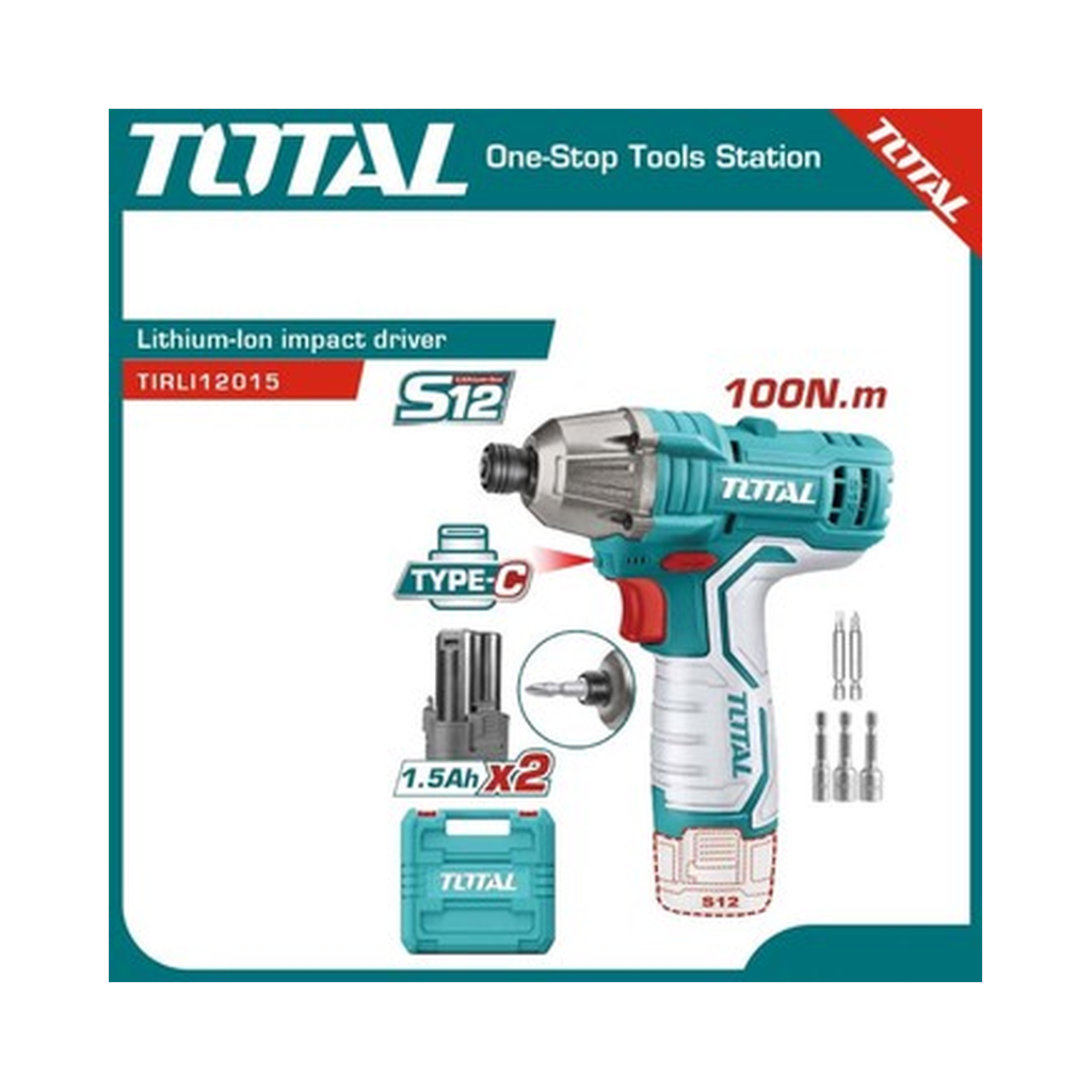 TOTAL LI-ION IMPACT DRIVER 12V 1/4" - 30 DAYS WARRANTY