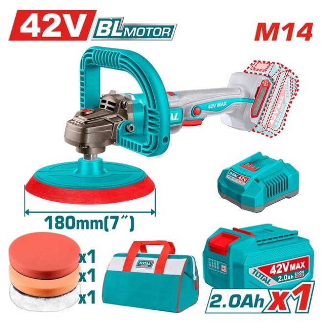 TOTAL 42V CORDLESS ANGLE POLISHER 7"