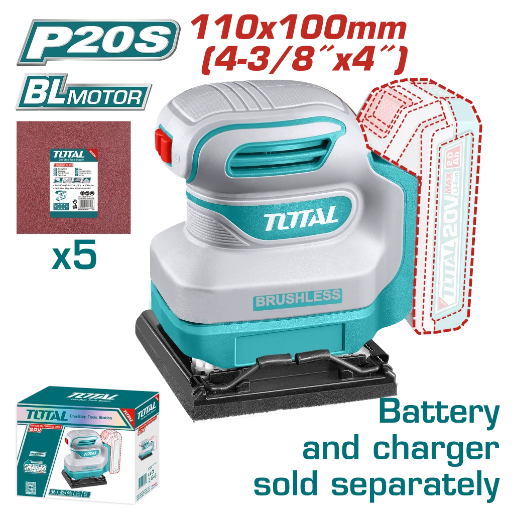 TOTAL 20V CORDLESS BRUSHLESS PALM SANDER (4-3/8" x 4")