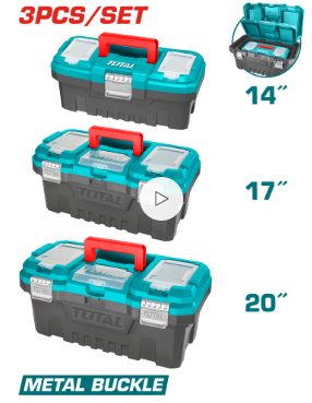 TOTAL 3 PCS PLASTIC TOOL BOX SET (14", 17", 20")