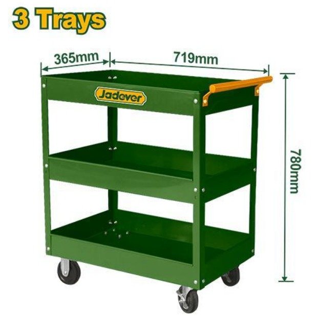 JADEVER DURABLE 3-TIER STEEL TOOL CART