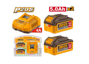 INGCO 20V LITHIUM ION (2) 5.0AMP BATTERY AND 4.0AMP CHARGER KIT