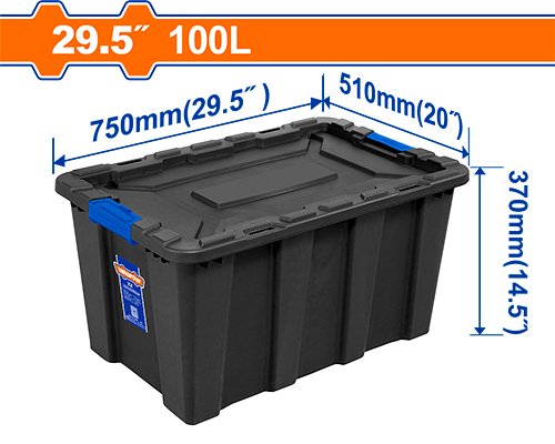 WADFOW HEAVY-DUTY 100L PLASTIC STORAGE BOX (29.5"x20"x14.5")