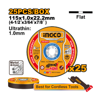 INGCO ULTRA THIN METAL CUTTING DISC SET 4 1/2" (25PCS)