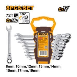 INGCO 8PC FLEXIBLE RATCHET COMBINATION SPANNER