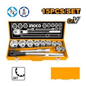 INGCO 15PC SOCKET WRENCH SET 3/4" DRIVE