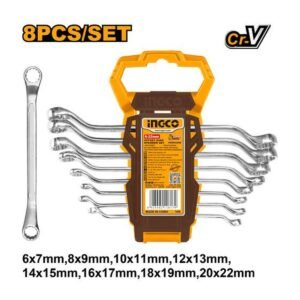 INGCO 8PCS OFFSET RING SPANNER SET 6-22mm