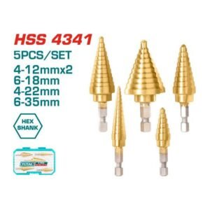 TOTAL 5PC STEP DRILL (CONE) BIT SET