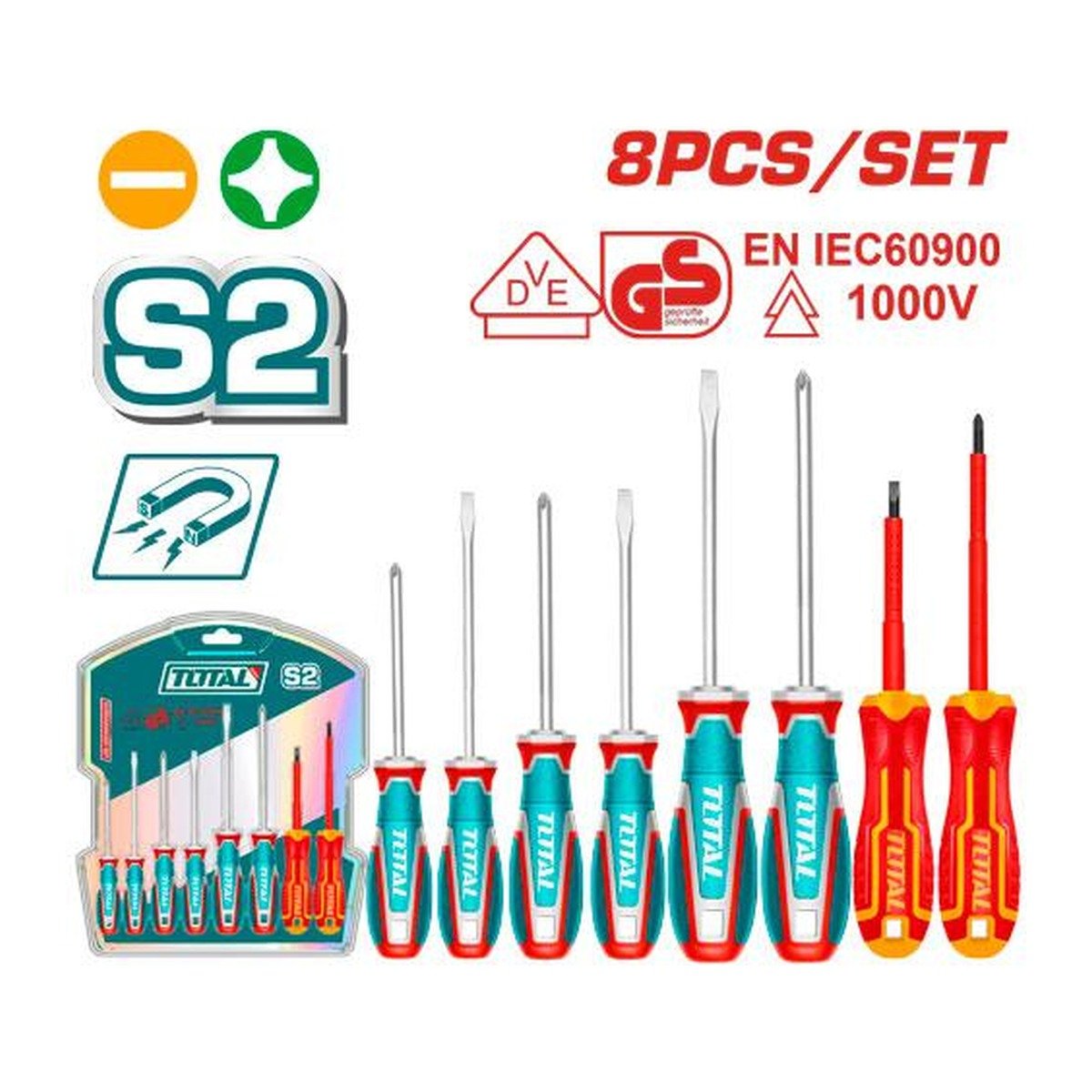 TOTAL 8 PCS INSULATED SCREWDRIVER SET