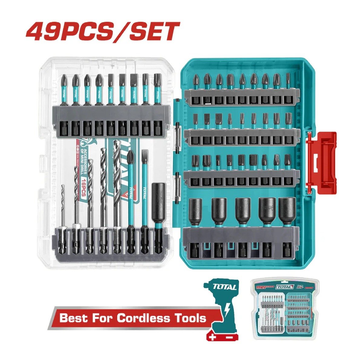 TOTAL 49PC IMPACT SCREWDRIVER BITS SET