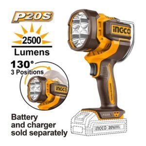 INGCO 20V 2000LM WORK LAMP WITH ADJUSTABLE BRIGHTNESS LEVELS