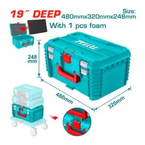 TOTAL 19" DEEP  STACKABLE TOOL BOX (19" x 12.5" x 10")