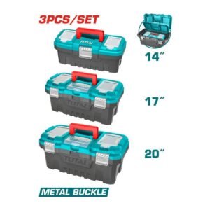 TOTAL 3 PCS PLASTIC TOOL BOX SET (14", 17", 20")