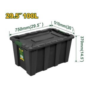 JADEVER 100L PLASTIC STORAGE TOOL BOX / CONTAINER 29.5'' x 20" x 14.5"