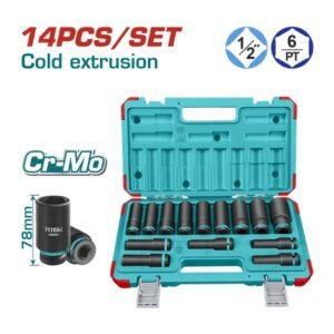 TOTAL 14 PCS 1/2"DR. DEEP IMPACT SOCKET SET