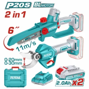 TOTAL 20V CORDLESS 2PC 6'' MINI CHAINSAW AND PRUNING SHEAR COMBO KIT