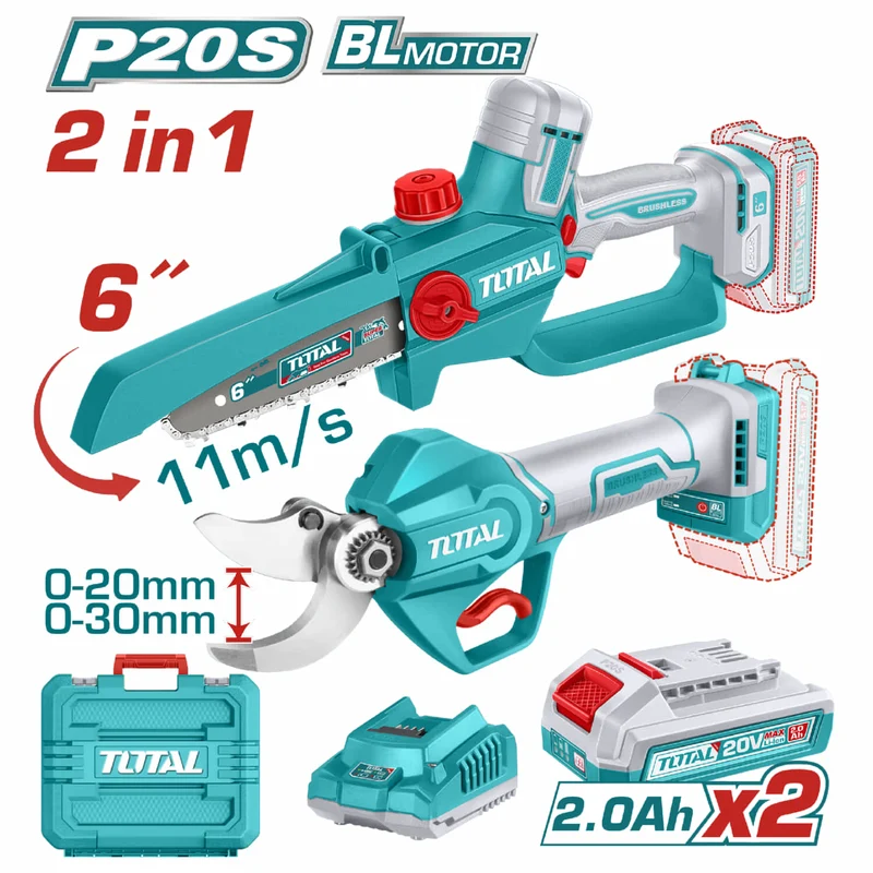 TOTAL 20V CORDLESS 2PC 6'' MINI CHAINSAW AND PRUNING SHEAR COMBO KIT